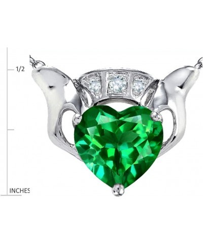 Sterling Silver Celtic Love Claddagh Heart Pendant Necklace Simulated Emerald $33.14 Necklaces