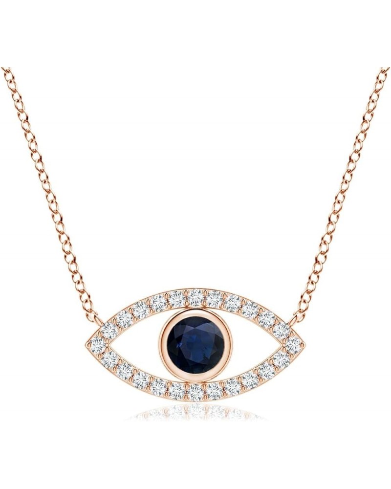 Natural Blue Sapphire Evil Eye Pendant Necklace in 14K Solid Gold for Women, Girls | September Birthstone Jewelry Gift for He...