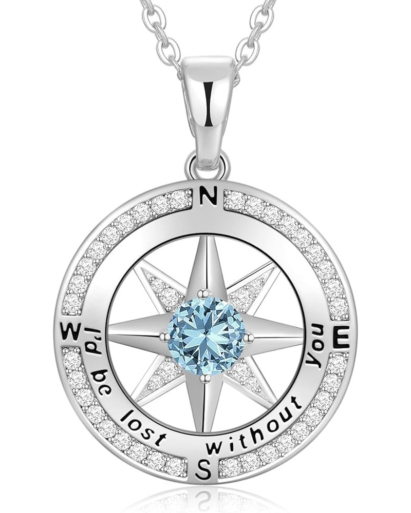 Christmas Gifts for Women Wife Girlfriend Compass Birthstone Necklace S925 Jewelry Gifts for Her Wife Gilrfriend Mom Daughter...