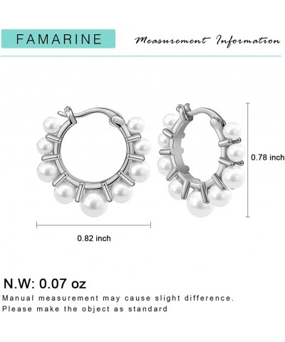 Pearl Hoop Earrings for Women Lightweight Pearl Hoops for Girls Pearl hoops silver $10.79 Earrings