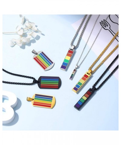 Hypoallergenic 925 Sterling Silver/Stainless Steel LGBT Bar/Dog Tag/Bead Pendant Necklace, Custom Engraved Rainbow Flag Lesbi...