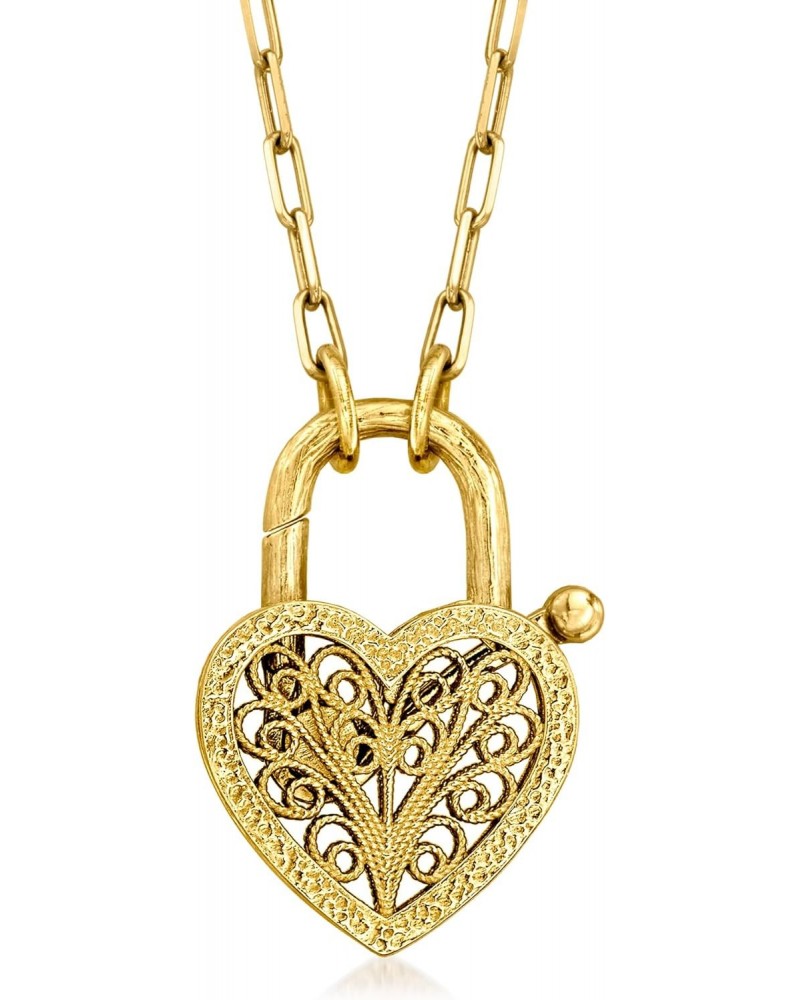 18kt Gold Over Sterling Heart Padlock Removable Pendant Necklace. 18 inches $33.28 Necklaces