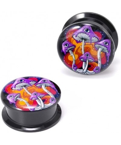 1 Pair Acrylic Solid Screw On Ear Plugs Tunnels Allergy Free 2g- 1 Inch Stretcher Steampunk Graffiti Pattern Color Painting F...