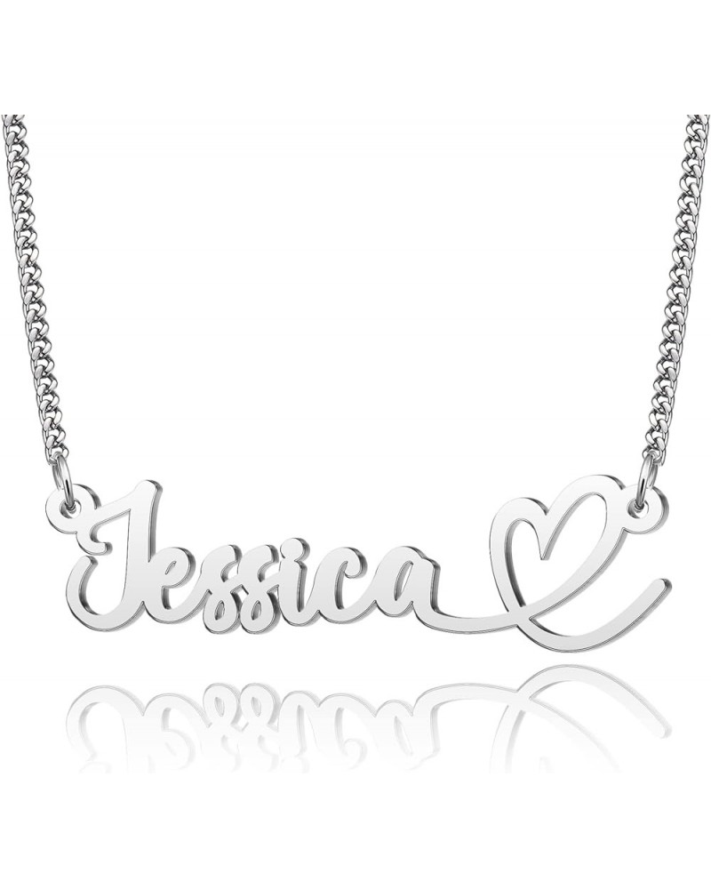 Heart Name Necklace Personalized Initial Stainless Steel Pendant Jewelry Christmas Gift Curb Chain 18 Jessica $10.79 Necklaces