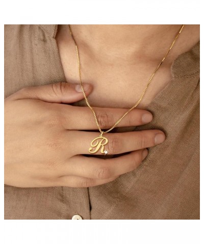 Gold Initial Necklaces for Women Girls, Dainty 14K Gold Plated Letter A-Z Pendant Necklace Zircon Initial Necklace for Women ...