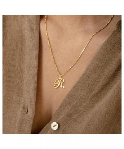 Gold Initial Necklaces for Women Girls, Dainty 14K Gold Plated Letter A-Z Pendant Necklace Zircon Initial Necklace for Women ...