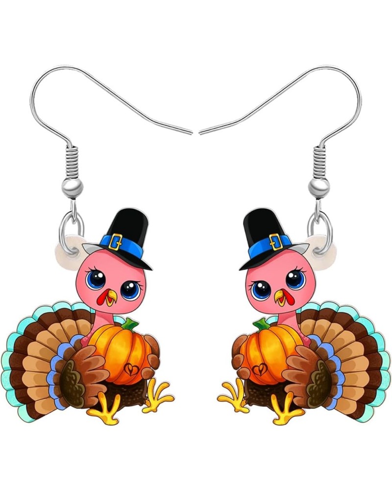 Acrylic Fall Thanksgiving Gifts Cute Turkey Earrings Dangle Pumpkin Jewelry Farm Animals Accessories for Women Girls Pumpkin ...