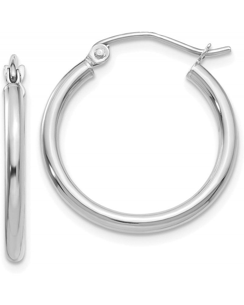 2mm Classic Lightweight Hoop Earrings in Real 14k White Gold 20mm $77.00 Earrings