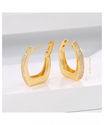 18K Gold Plated Hoop Earrings Lightweight 925 Sterling Silver Post Chunky Gold Earrings for Women Gilrs Gold U Shape $10.43 E...