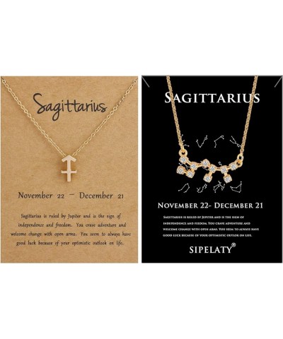 12 Constellation Zodiac Pendant Necklace Astrology Gold Tone Chain with Gold Message Card for Women Jewelry Sagittarius Set $...