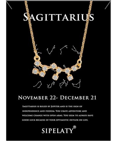 12 Constellation Zodiac Pendant Necklace Astrology Gold Tone Chain with Gold Message Card for Women Jewelry Sagittarius Set $...