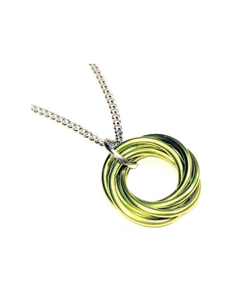 Necklace, Pendant: Forever Infinity Spiral - Quiet Discreet Fidget Anxiety Stim Stress Relief 24in Stainless Steel Chain Lime...