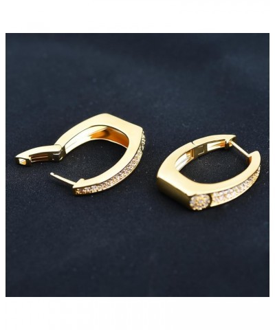 18K Gold Plated Hoop Earrings Lightweight 925 Sterling Silver Post Chunky Gold Earrings for Women Gilrs Gold U Shape $10.43 E...