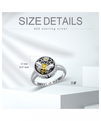 Sterling Silver Urn Rings Jewelry for Ashes of Loved Ones Bee/Owl/Evil Eye/Rose Cremation Jewelry for Ashes Always in My Hear...