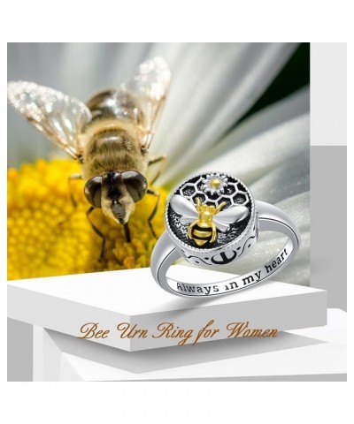 Sterling Silver Urn Rings Jewelry for Ashes of Loved Ones Bee/Owl/Evil Eye/Rose Cremation Jewelry for Ashes Always in My Hear...