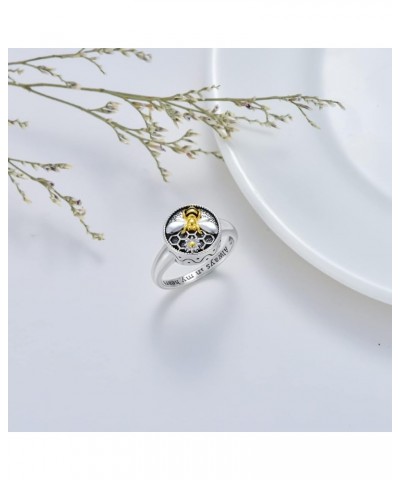 Sterling Silver Urn Rings Jewelry for Ashes of Loved Ones Bee/Owl/Evil Eye/Rose Cremation Jewelry for Ashes Always in My Hear...