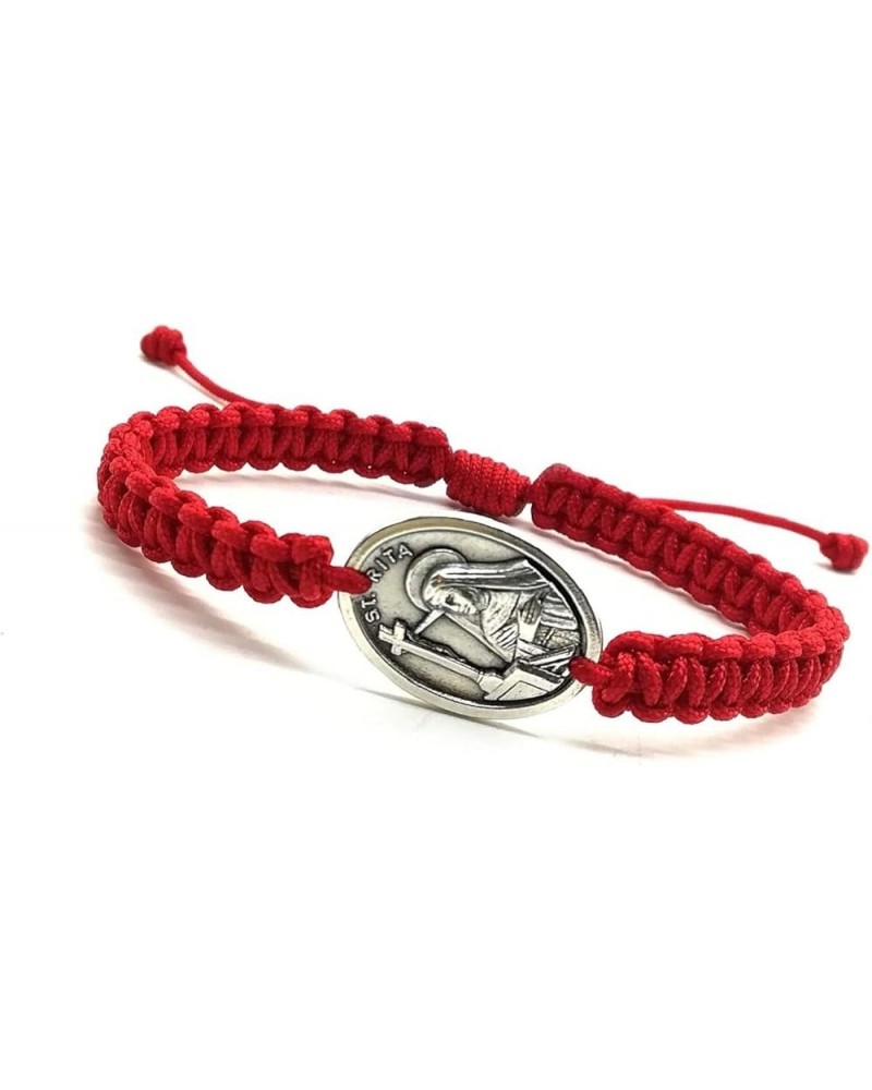 St Rita Medal Bracelet, Patron Saint Desperate Cases, Men Women Healing Survivor Catholic Gift Red $15.06 Bracelets