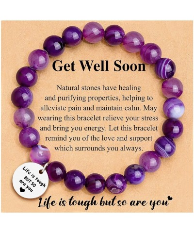 Get Well Soon Gifts Natural Stone Amethyst Healing Bracelet Inspirational Bracelet for Women Get Well Soon Gifts B $9.85 Jewe...