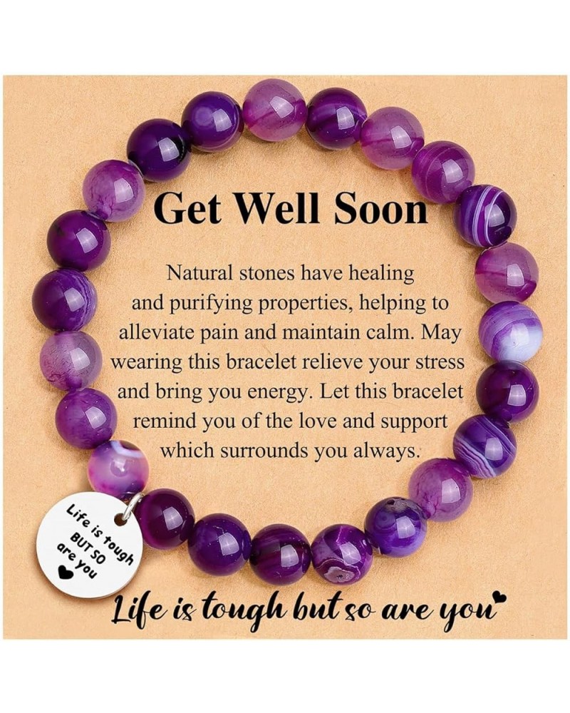 Get Well Soon Gifts Natural Stone Amethyst Healing Bracelet Inspirational Bracelet for Women Get Well Soon Gifts B $9.85 Jewe...