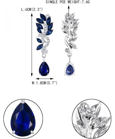 Women's Austrian Crystal Bridal Chandelier Teardrop Dangle Earrings Blue Silver-Tone $8.61 Earrings