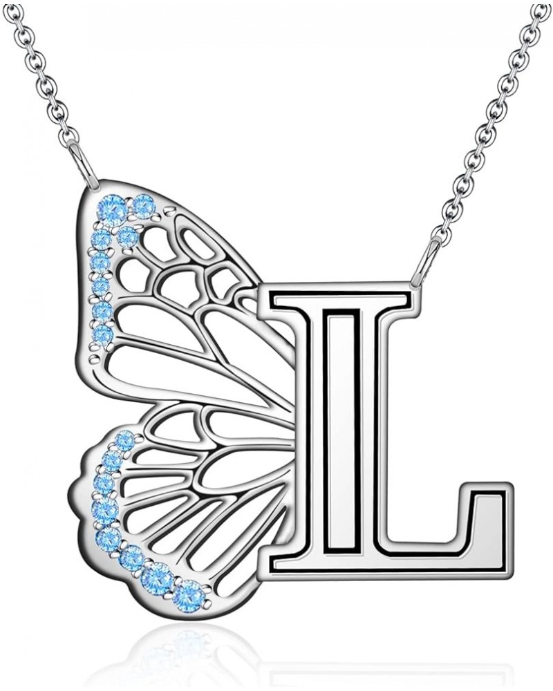 Butterfly Initial Necklaces for Women 925 Sterling Silver Initial A-Z Necklace - Butterfly Initial Letter Jewelry Mother's Da...