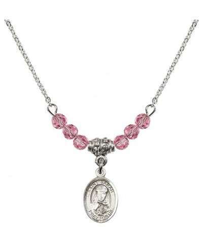 October Birth Month Bead Necklace with Catholic Patron Saint Petite Charm, 18 Inch Saint Sarah $44.05 Necklaces