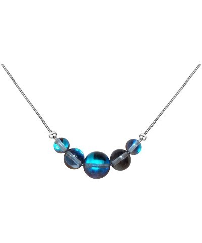 Mermaid Glass Necklace for Women with Glowing Iridescent Beads Midnight $14.49 Necklaces