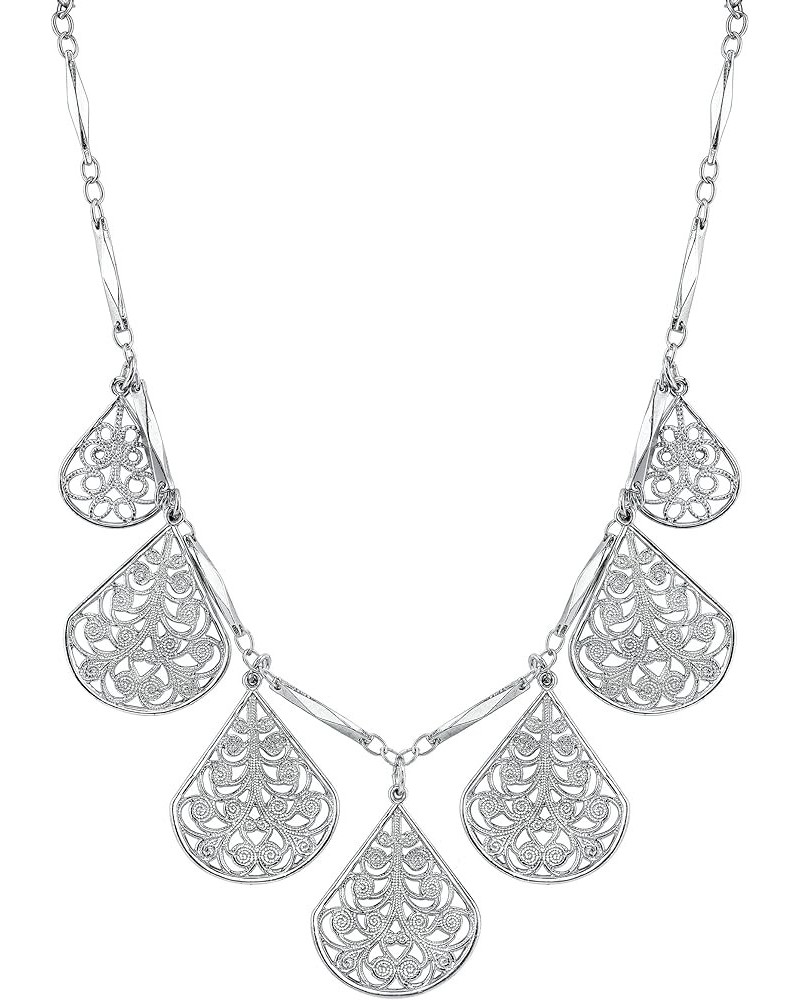 1928 Jewelry Vine Filigree Teardrop Collar Necklace, 16" + 3" extender Silver-Tone $10.23 Necklaces