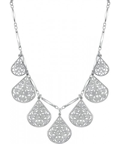 1928 Jewelry Vine Filigree Teardrop Collar Necklace, 16" + 3" extender Silver-Tone $10.23 Necklaces