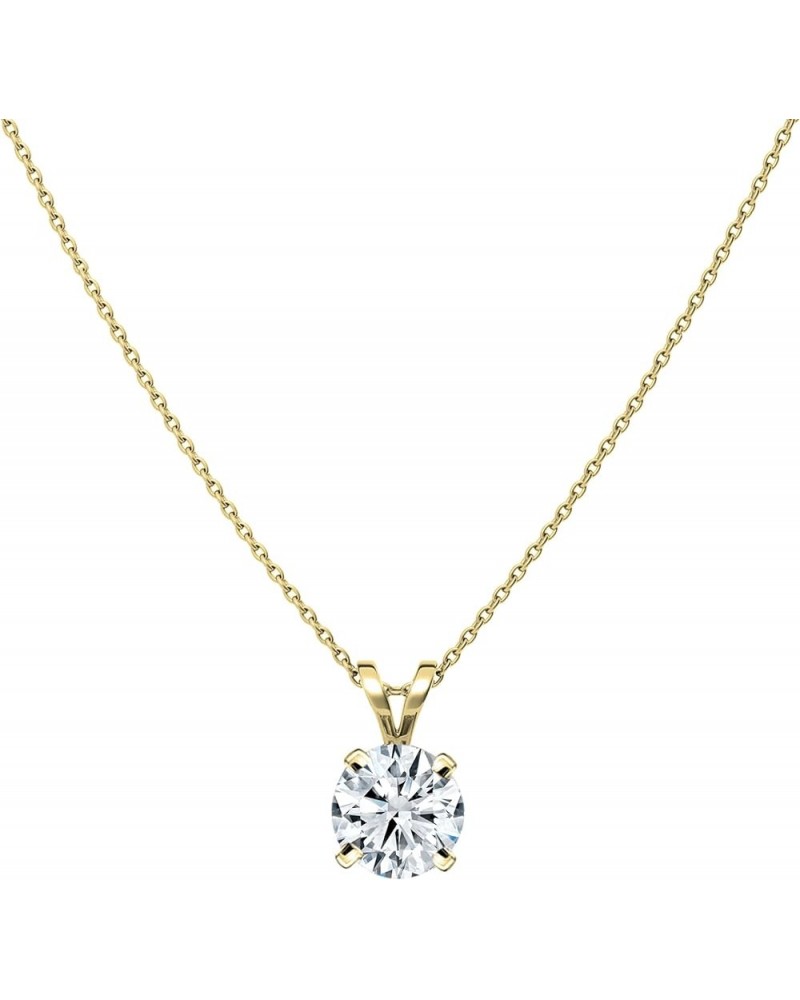 0.25-2.00 Carat Round Lab Grown White Diamond V Bail 4 Prong Solitaire Pendant for Women in 14K Solid Gold 0.50 Carat 18 inch...