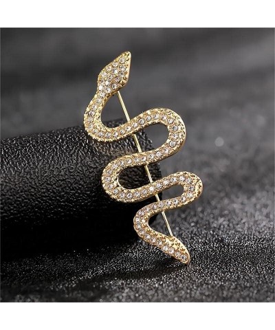 Gold Snake Large Brooches for Women, Punk Style Lapel Pin Shiny Zircon Wedding Pin Teenage Girls Graduation Dress Crystal Bro...