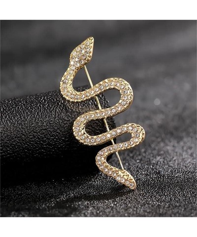 Gold Snake Large Brooches for Women, Punk Style Lapel Pin Shiny Zircon Wedding Pin Teenage Girls Graduation Dress Crystal Bro...