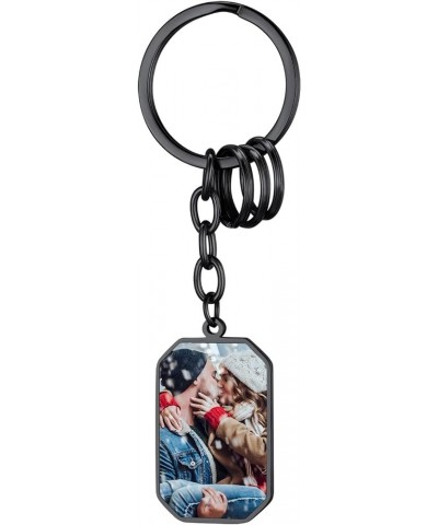 Custom Keychains with Picture 2-Sides Photo Personalized Heart/Square/Oval Acrylic Crystal, Stainless Steel Keyring 3. Octang...