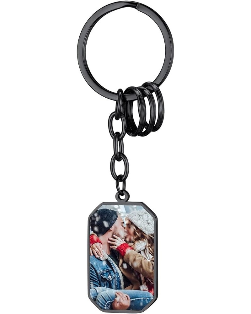 Custom Keychains with Picture 2-Sides Photo Personalized Heart/Square/Oval Acrylic Crystal, Stainless Steel Keyring 3. Octang...