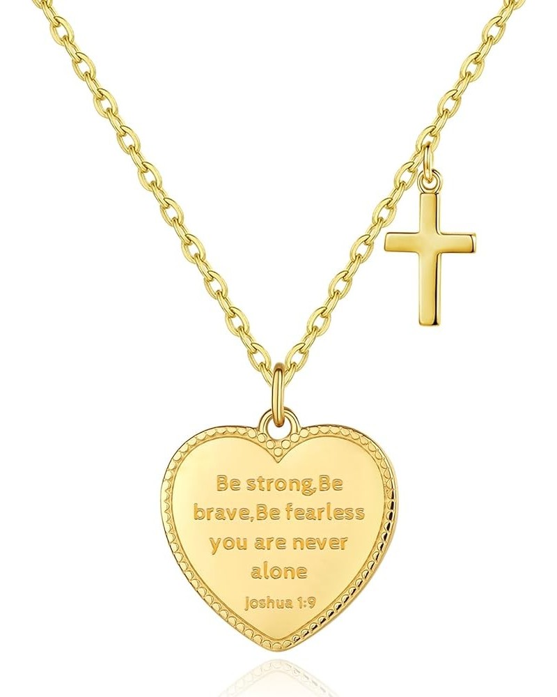 14K Gold Plated Engraved Coin Pendant Necklace for Women Christian Bible Verse Cross Necklace Prayer Faith Religious Jewelry ...