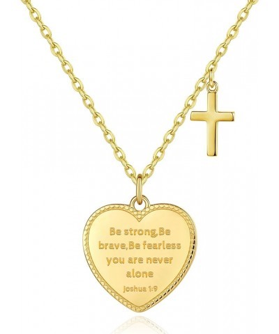 14K Gold Plated Engraved Coin Pendant Necklace for Women Christian Bible Verse Cross Necklace Prayer Faith Religious Jewelry ...