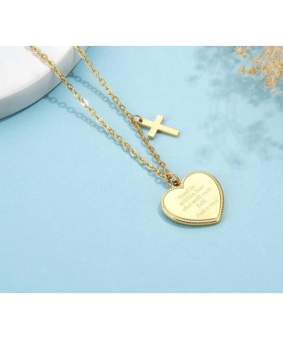 14K Gold Plated Engraved Coin Pendant Necklace for Women Christian Bible Verse Cross Necklace Prayer Faith Religious Jewelry ...