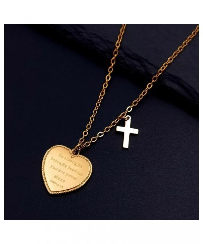 14K Gold Plated Engraved Coin Pendant Necklace for Women Christian Bible Verse Cross Necklace Prayer Faith Religious Jewelry ...