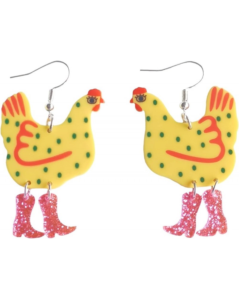 Cute Funny Kawaii Acrylic Big Rooster Chicken Bunny Birthday Cake Halloween Ghost Drop Dangle Earrings for Women Girls Rooste...