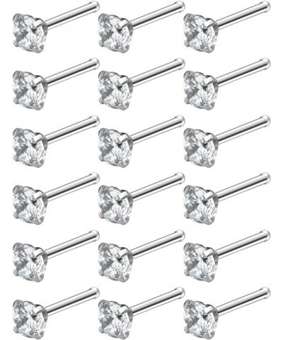 18G 20G 22G Nose Rings Studs With Cubic Zirconia 316L Surgical Steel Straight Screw L Shaped Nose Studs Piercing Jewelry for ...