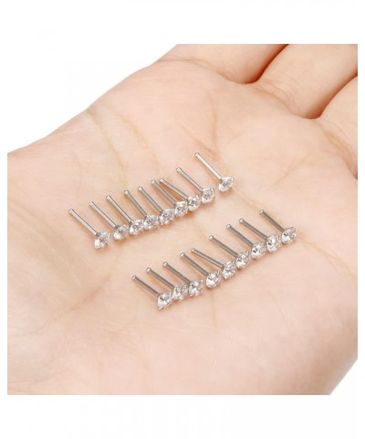 18G 20G 22G Nose Rings Studs With Cubic Zirconia 316L Surgical Steel Straight Screw L Shaped Nose Studs Piercing Jewelry for ...