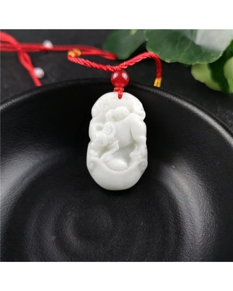 The Chinese Zodiac Carved Jade Pendant Necklace Charm Jewellery Fashion Women Accessories Lucky Amulet Gifts (Gem Color : She...