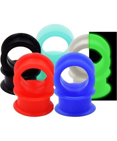 5 Pairs Mixed Colors Flexible Silicone Flesh Tunnels 8g-1" Hollow Ear Expander StyleD, Gauge: 11/16"(18mm) $6.85 Body Jewelry