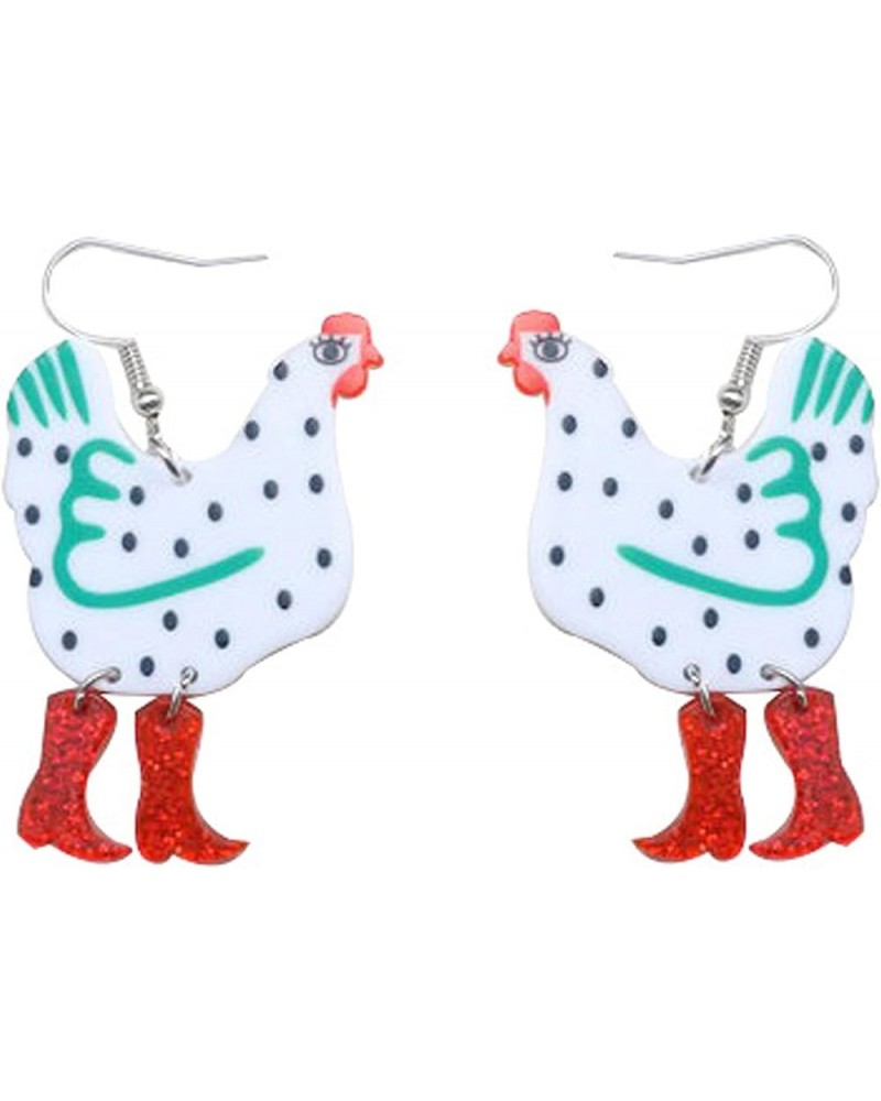 Funny Cute Kawaii Acrylic Animal Earrings Colorful Boots Chicken Hen Dinosaur Lovely Panda Sheep Drop Dangle Earrings for Wom...