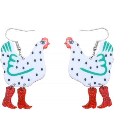 Funny Cute Kawaii Acrylic Animal Earrings Colorful Boots Chicken Hen Dinosaur Lovely Panda Sheep Drop Dangle Earrings for Wom...