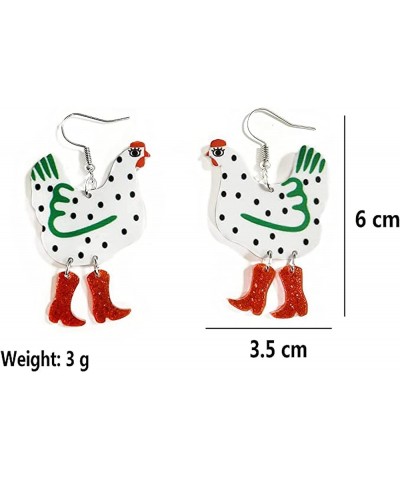 Funny Cute Kawaii Acrylic Animal Earrings Colorful Boots Chicken Hen Dinosaur Lovely Panda Sheep Drop Dangle Earrings for Wom...