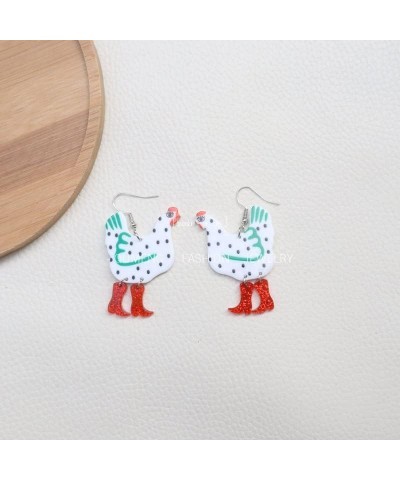 Funny Cute Kawaii Acrylic Animal Earrings Colorful Boots Chicken Hen Dinosaur Lovely Panda Sheep Drop Dangle Earrings for Wom...