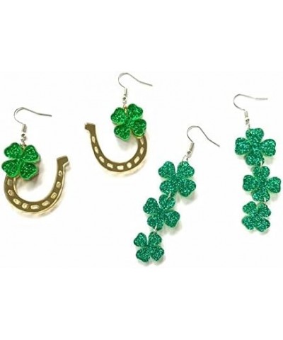 5Pairs St Patrick's Day Earrings Bulk for Women Shamrock Earrings Green Lucky Clover Dangling Earrings Funny Irish Beer Holid...