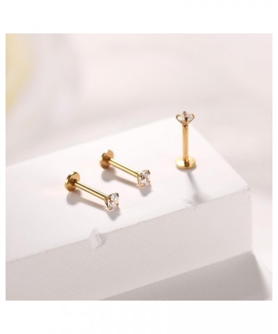 G23 Titanium 16G 6/8/10mm Clear CZ/Opal Internally Threaded Labret Monroe Lip Studs 6mm Helix Cartilage Tragus Earring Pierci...