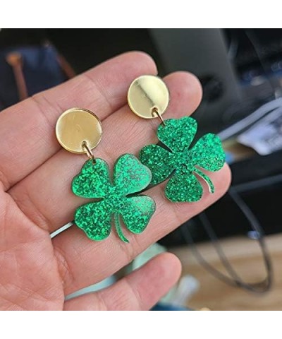 5Pairs St Patrick's Day Earrings Bulk for Women Shamrock Earrings Green Lucky Clover Dangling Earrings Funny Irish Beer Holid...